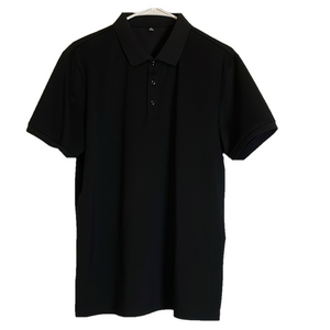 Collared 3-Button Placket Polo Shirt, Men’s XL, Solid Black